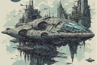 draw sci fi illustration and sci fi sci fi illustration