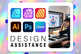 any custom design task in affinity suite, adobe, or canva