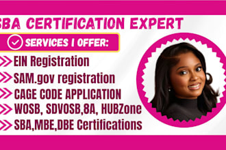 sba mbe 8a wosb hubzone certification sam gov registration obtain ein cage code