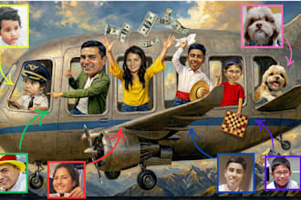 create group portraits in an oil painting style