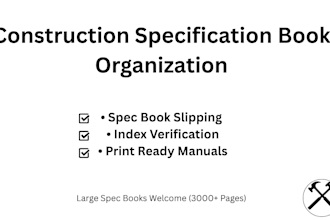 organize and prepare your construction specification book or project manual