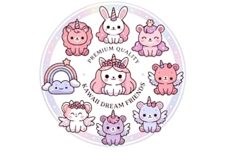 do unique modern cute kawaii animal emoticons, stickers, mascots for you