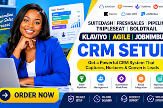 suitedash freshsales pipeline tripleseat boldtrail klaviyo agile jobnimbus