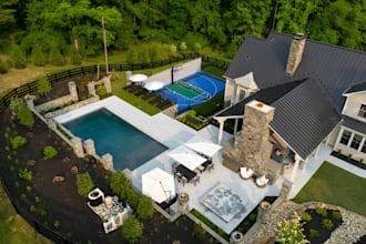 design 3d backyard front yard, landscape design, pool, patio 3d realistc