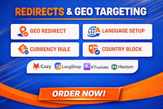 setup shopify redirects geo targeting geoip cozy etranslate hextom langshop