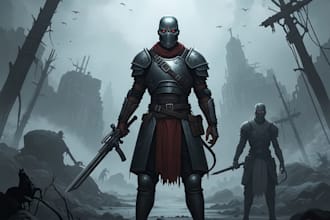 draw fantasy, post apocalyptic, background or concept art