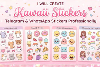 cute kawaii sticker designs or sticker sheets for your shop