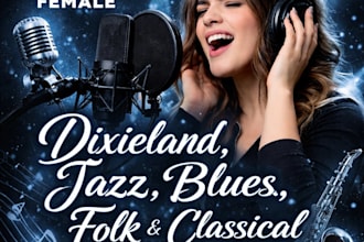 sing authentic female dixieland, jazz, blues, folk classical, vintage singer