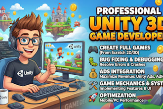 develop, fix bugs and optimize your unity 3d game