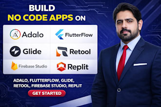 build no code apps on adalo, flutterflow, glide, retool, firebase studio, replit