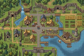 create 2d top down pixel art tileset tilemap rpg map sprite sheet game assets