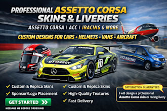 do helmet skin, car skin, van skin, aircraft skin and any skin for assetto corsa