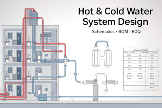 design hot and cold water systems with plumbing schematics and boq