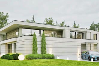 do modern 3d elevation model and rendering 3d house front yard landscape visuals