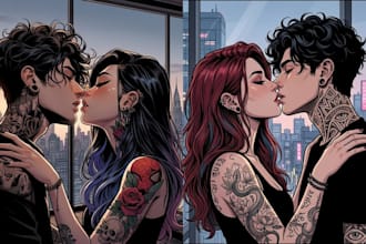 design nsfw mafia dark fiction romance spicy bookcover with couple character art