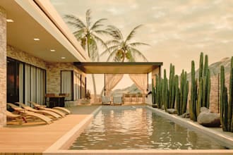 do 3d outdoor kitchen model pool decks garage driveway modern exterior fireplace