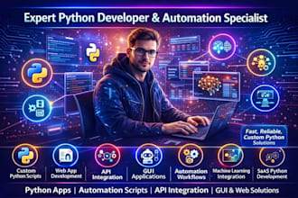 develop python apps, automation scripts, apis integration, gui and web solutions