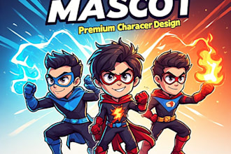 create premium superhero cartoon mascot character