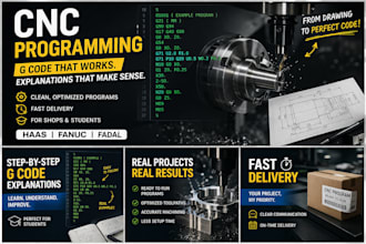 create cnc g code for haas, fanuc and explain step by step