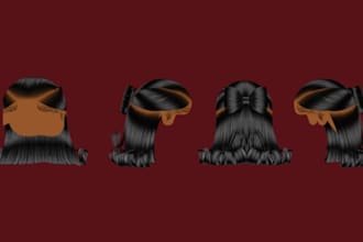 do realistic and stylized roblox hair models, hair accessories, roblox model