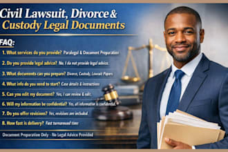 be lawyer or paralegal for civil lawsuits, divorce, custody legal documents