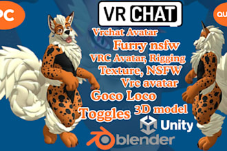 custom vrchat avatar, furry avatar nsfw, vr character, vrc avatar, 3d model