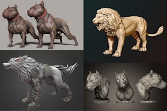 do sculpt 3d animal model pet dog lion 3d model creatures stl file 3d printing