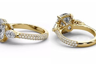 do 3d jewelry cad design for 3d printing and rendering 3d cad model ring pendant