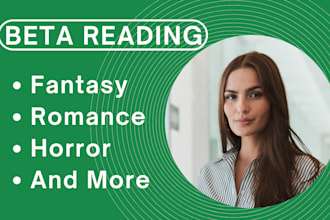 be romance beta reader, fantasy beta reader, horror beta reader, beta reader