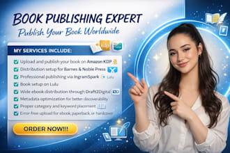 publish your book on amazon kdp, barnes and noble, ingramspark, lulu