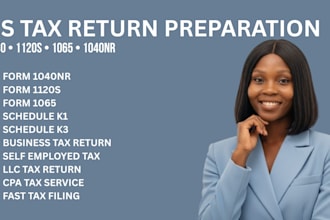 prepare and efile US tax returns 1120s  schedule c 1040s nrs 1065s  990s k1s k3s