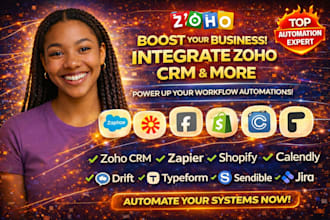 integrate zoho crm zapier forms shopify calendly drift typeform sendible jira
