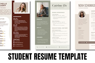 create student resume templates, cv layouts, job hunting application design