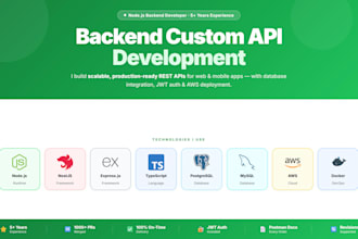 develop custom API and backend using nodejs
