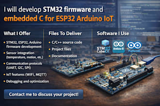 develop stm32 firmware and embedded c for esp32 arduino iot