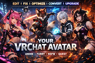 create custom vrchat, furry, anime vroid and booth avatar