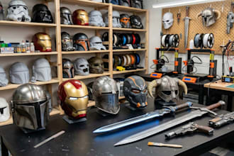 3d print and paint 3d mask 3d cosplay helmet and props, wearable cosplay