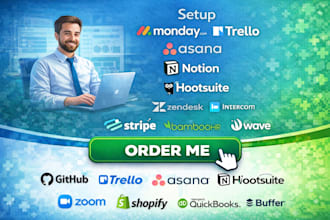 setup monday trello asana notion hootsuite zendesk intercom stripe bamboohr wave