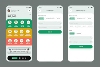 develop budgeting app, fundraising app, bill payment app, remittance app