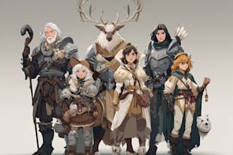 draw dnd character and dnd party illustration