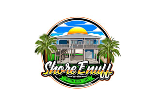create attractive and imagination beach house logo design