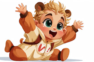 draw cute cartoon character, mascot, stickers