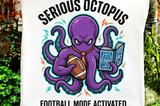 create high quality watercolor funny octopus logo