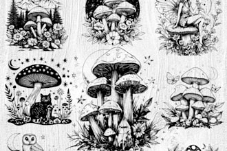 design hand drawn vintage mushroom logo