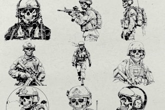 do retro skeleton US military soldier logo