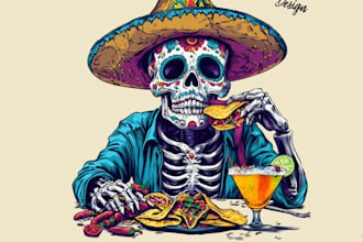design creative cinco de mayo mexican skull logo