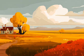 draw a flat vector landscape portrait illustration