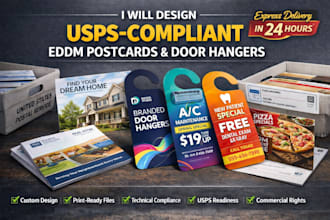 design usps compliant eddm postcards and door hangers for high converting direct