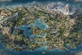 create a high quality detailed fantasy map for dnd and fiction