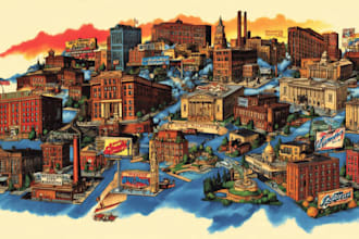 draw unique isometric map illustration flat design 2d isometric map